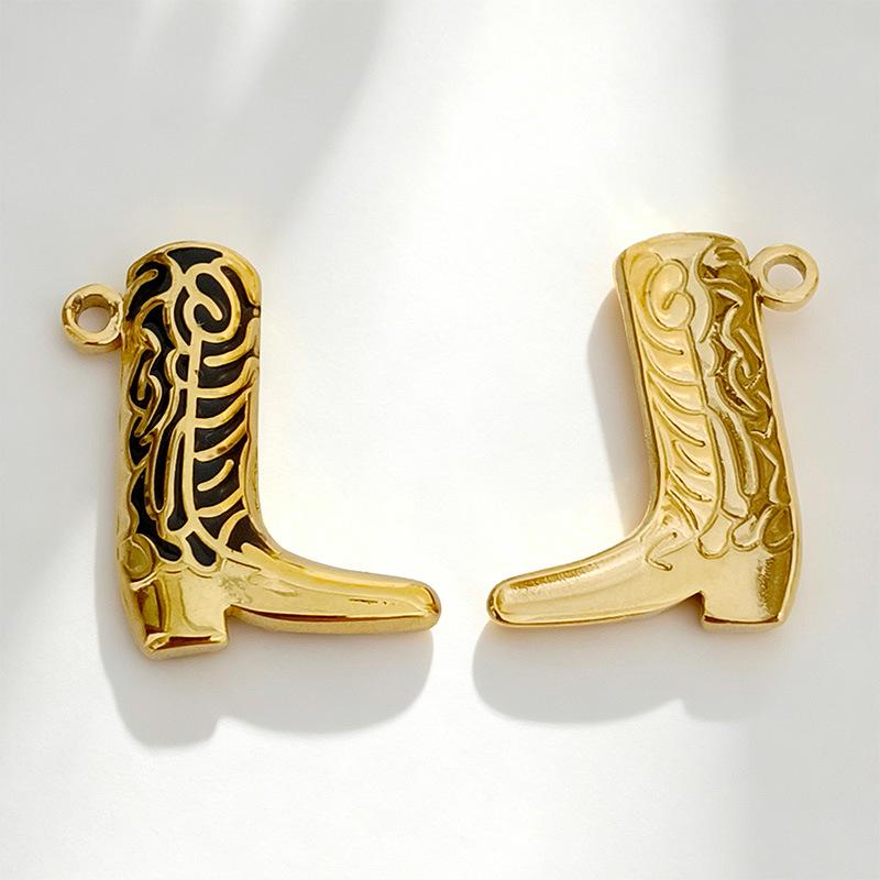 18K Gold-Plated Stainless Steel Shoe Pendant Charms for DIY Bracelets & Necklaces
