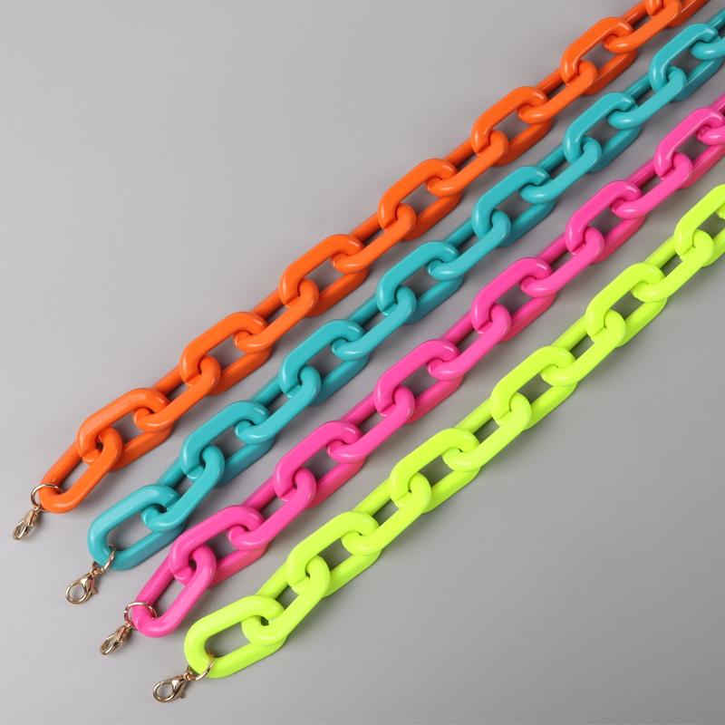 Punk Neonfarbe Acryl Dicke Kette Halskette für Frauen Hip Hop Große Gliederkette Orange Blau Rosa Grün Halskette Damenschmuck