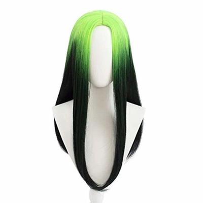 Anime 55 cm Bad Guy Lange Gerade Perücke Frauen Grün Schwarz Ombre Synthetische Haar Amerikanische Sänger Party Perücken Cosplay