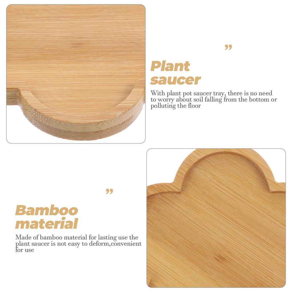 4Pcs Bamboo Plant Saucer Tray for Indoor Outdoor Pots Drip Water Catcher Drainage Tray Flowerpot Protector Non-Slip Eco-Friendly