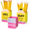 3 Pcs Sharp and Dull Pencil Holder Eraser Buckets Wooden Shaped Dispenser for Back To School Teachers Classroom Management(Face Pattern)