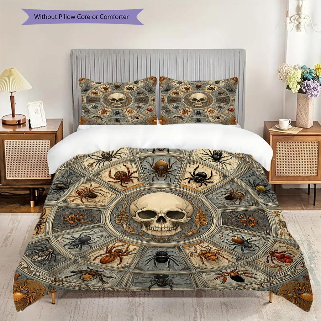 Spinnenmuster Bettwäsche Tagesdecke Set Bettbezug Kissenbezug Heimdekoration Geburtstagsgeschenk (1 Bettbezug + 2 Kissenbezüge, ohne Füllung)