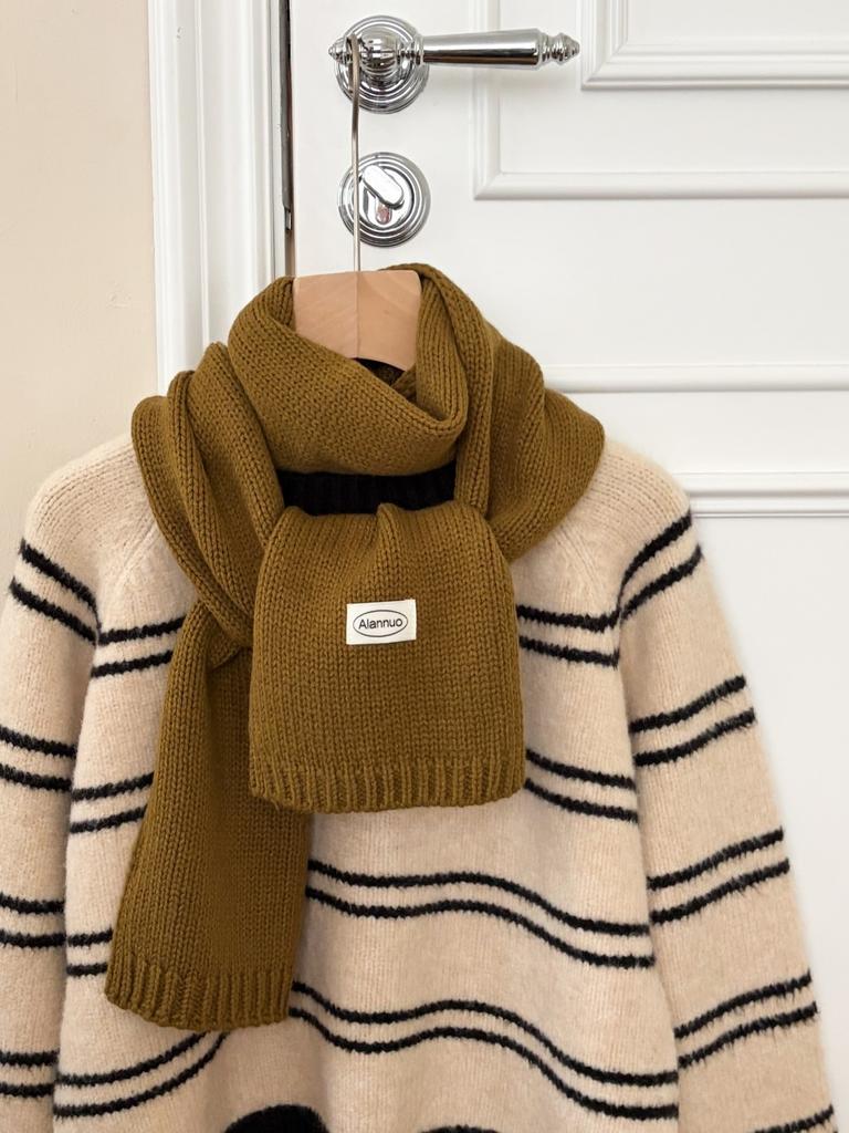 Solid color dopamine homemade scarf women's autumn and winter fashion versatile warm knitted scarf