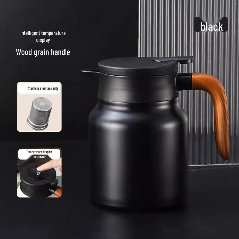 Tangsi Large Capacity Stainless Steel Teapot with Wooden Handle for Tea Stewing and Water Separation