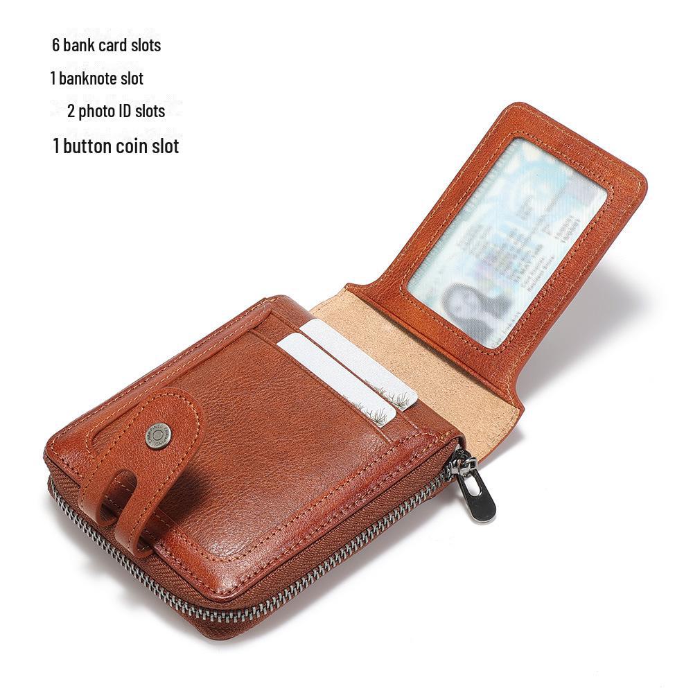Men's Leather Wallet with Buckle and Zipper - Multifunctional, Coin Pocket Included