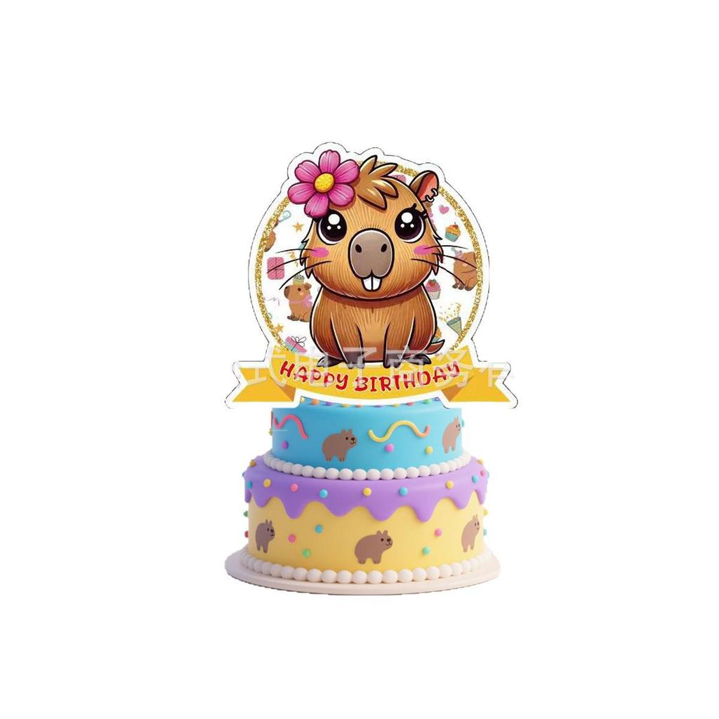 Capybara Theme Birthday Party Tableware: Disposable Plates, Napkins, & Tablecloth