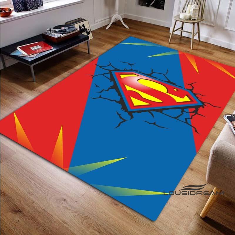 "Superman" rugs in a variety of styles and sizes—perfect for use as bedroom play mats, living room rugs, and home decor.