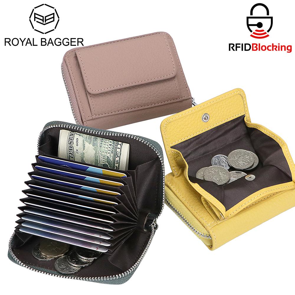 

Держатель кредитных карт Royal Bagger с блокировкой RFID, кошелек для монет из натуральной кожи, модный повседневный кошелек для женщин 1846 чёрный
