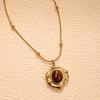 Women's Retro Tiger Eye Pendant Necklace - Luxury Titanium Steel Clavicle Chain, Non-Fading, Versatile Fashion Accessory