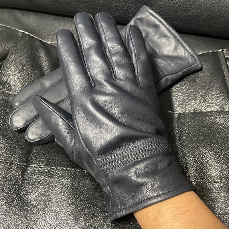 Mens Winter Sheepskin Gloves Fleece Lined Warm Windproof Driving Motorcycling