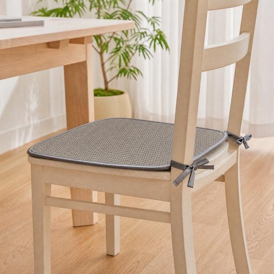 Summer Woven Rattan Seat Cushion, Square Office Dining Chair Mat with Ties, Anti-slip Breathable Handmade Cooling Sitting Pad