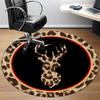 1pc Leopard Print Deer Head Chair Carpet for Office, Round Polyester Mat, Indoor Decor for Office, Easycare Fabric, Washable Non-slip Area Carpet