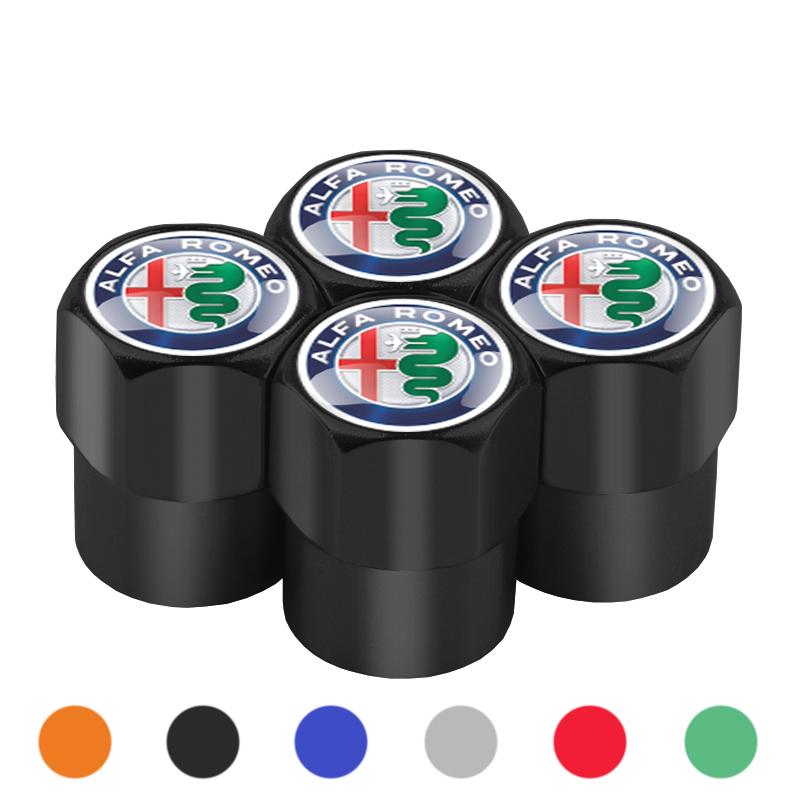 ZHA3 Car Wheel Tire Valve Caps Tyre Stem Caps Bolt-In For Alfa Romeo Giulia Stelvio Quadrifoglio Giulietta 156 159 147 Mito Tonale GT