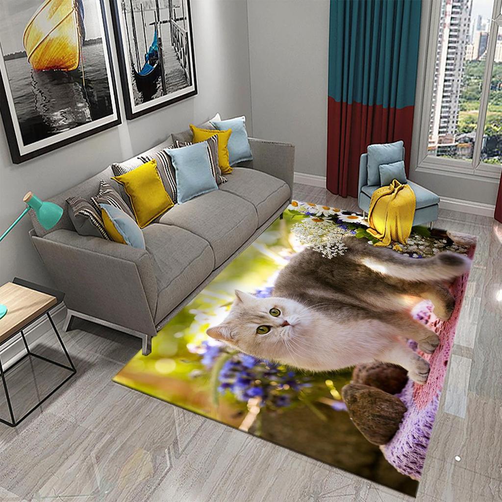 3D schöne Katze Teppich Teppich für Wohnzimmer Schlafzimmer Sofa Fußmatte Dekoration Kinder spielen rutschfeste Bodenmatte Badezimmer rutschfeste Teppich