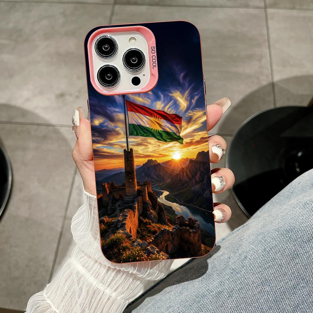 Kurdistan Flag Pink Translucent Mobile Phone Case for iPhone 17 16 15 14 13 12 11 X XR XS Air Pro Max Plus Colorful Cover