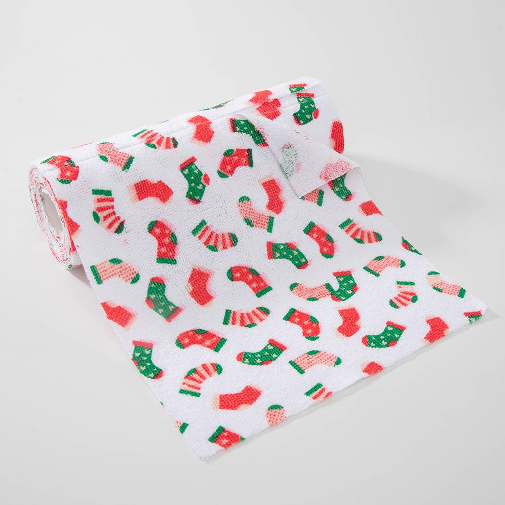 Ring green microfiber printed hand-torn rag multi-functional kitchen table washing cloth water-absorbing thickened lazy rag