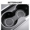 Betterhumz Pour Tesla Model 3 Model Y -2024 Tapis Antidérapant pour Porte-Gobelet de Voiture Garniture en Daim/Fibre de Carbone Accessoires d'Intérieur de Voiture