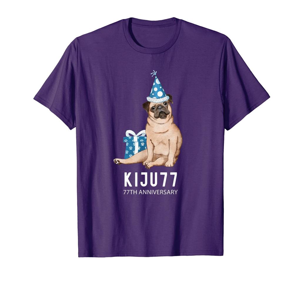 Happy Birthday Dog Happy 77 Years Cute Funny Celebration, Lover, Men, Women, Father, Mother, Present, Birthday, Old, Dog, Pug, Stylish, T-Shirt