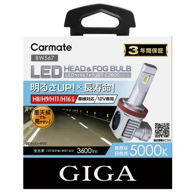GIGA Car LED Headlight C3600 5000K Halogen Bulb Equivalent Size Compatible with Vehicle