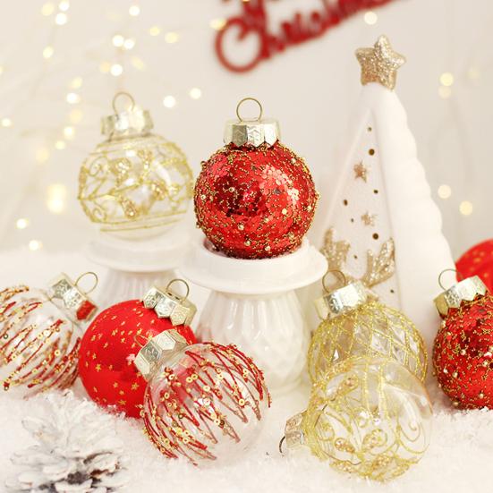 25 Pcs 2.36 Inch Christmas Ball Ornaments Glitter Sequin Plastic Ball Christmas Tree Hanging Decorations for Indoor Outdoor Holiday Decor