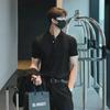 Men's Trendy Korean Style Polo Shirt - Casual Summer Solid Color, Textured, Knitted Short-Sleeve T-Shirt
