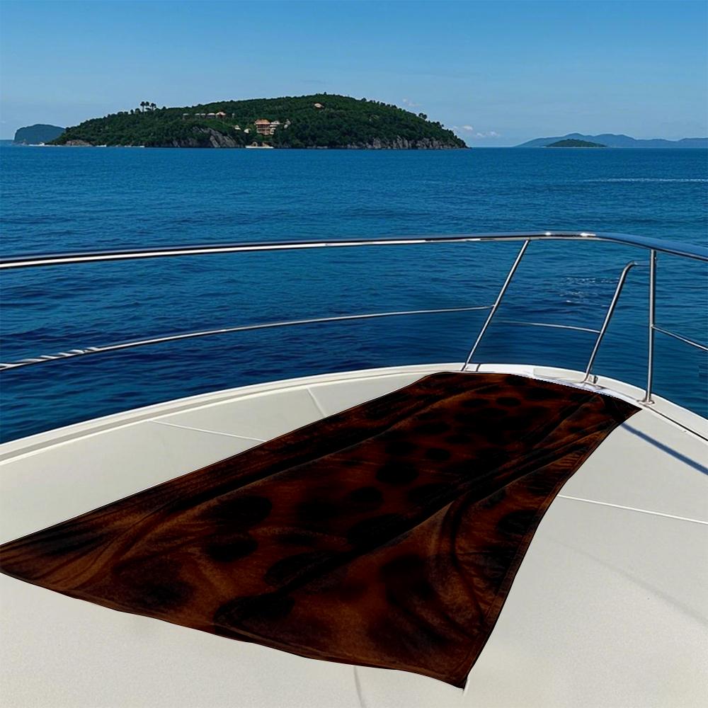 Brown Leopard Print Quick Drying Bath Towel Microfiber beach towel - light weight swimming camping  yoga beach out