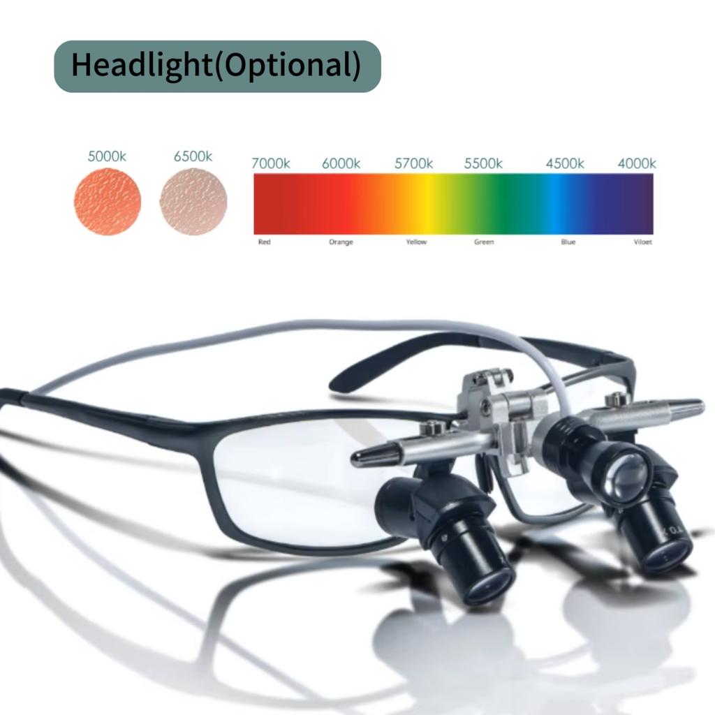 Lupas Ergo Dentales Estructura Óptica de Ángulo de 48° Lupa 4X/6X con Luz LED de 5W Lente Quirúrgica Enchufe UE/EE. UU.