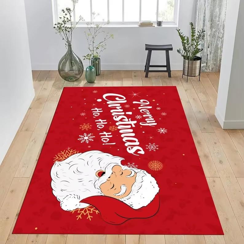 Merry Christmas Decoration Welcome Home Anti-Slip Door Mat Carpet Santa Flannel Floor Rugs for Living Room Home Decor Rug
