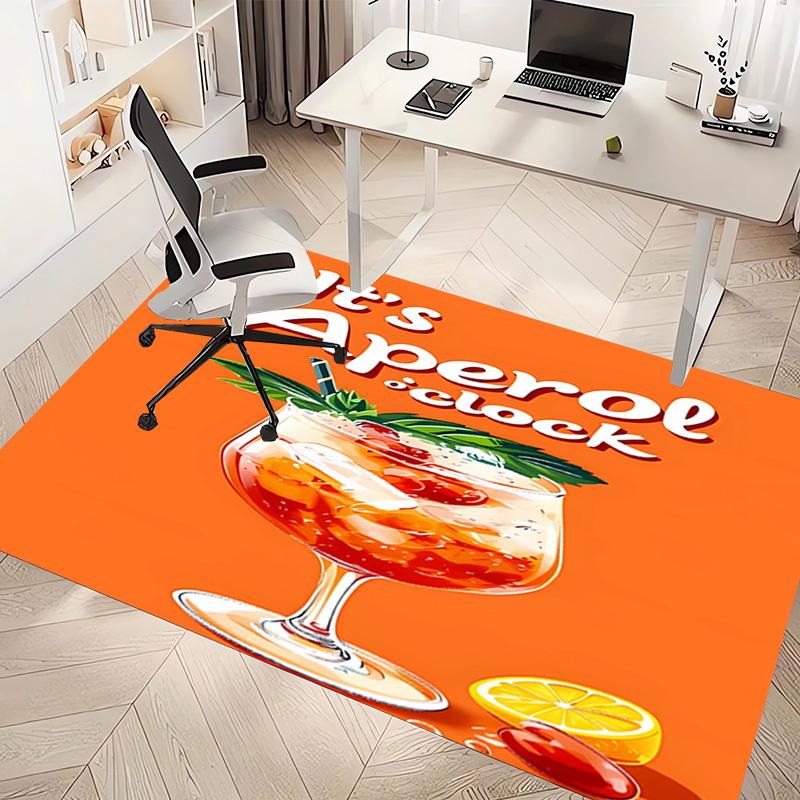 1pc Aperol Spritz Print Area Rug - Soft, Washable Non-Slip Indoor Mat, Living Room, Home Office Decorative Rug,Office Decorative