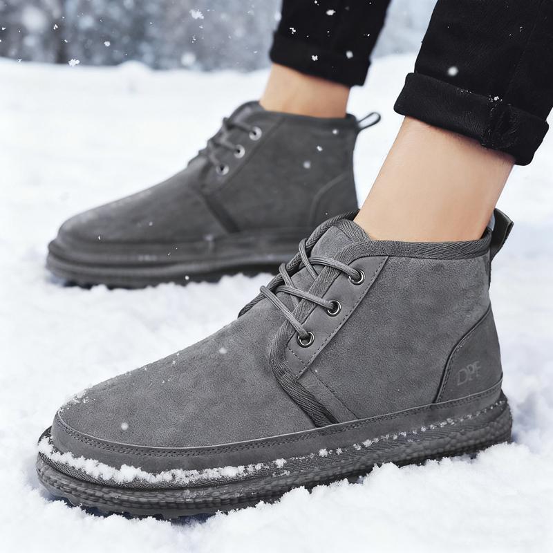Winter Men's Short Boots Warm Stylish Casual Outdoor Ski-Ready Fleece-Lined Insulated Cotton Shoes Men's Short Boots Versatile