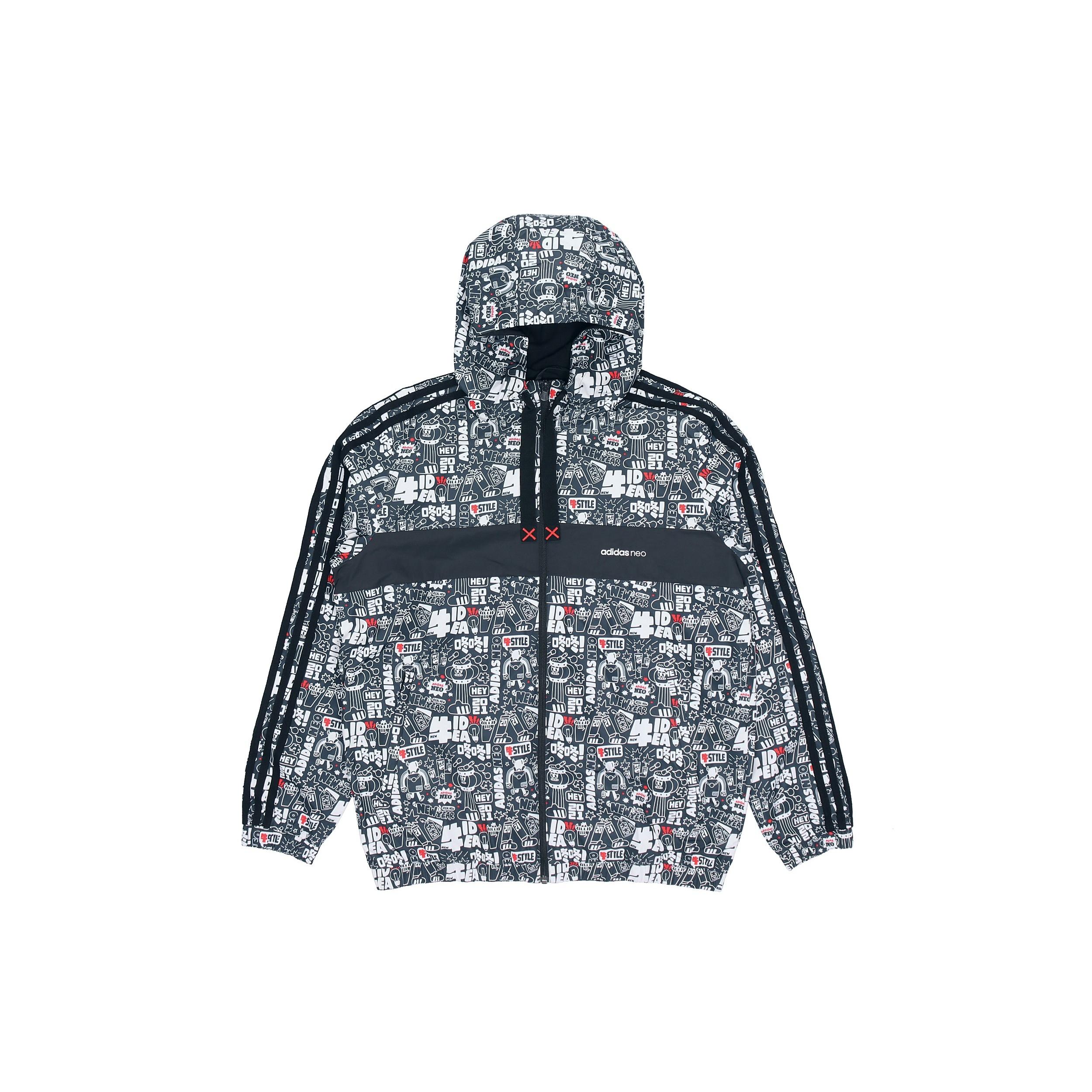 adidas neo Graffiti Printed Sports Jacket Men s Black GL8086 L