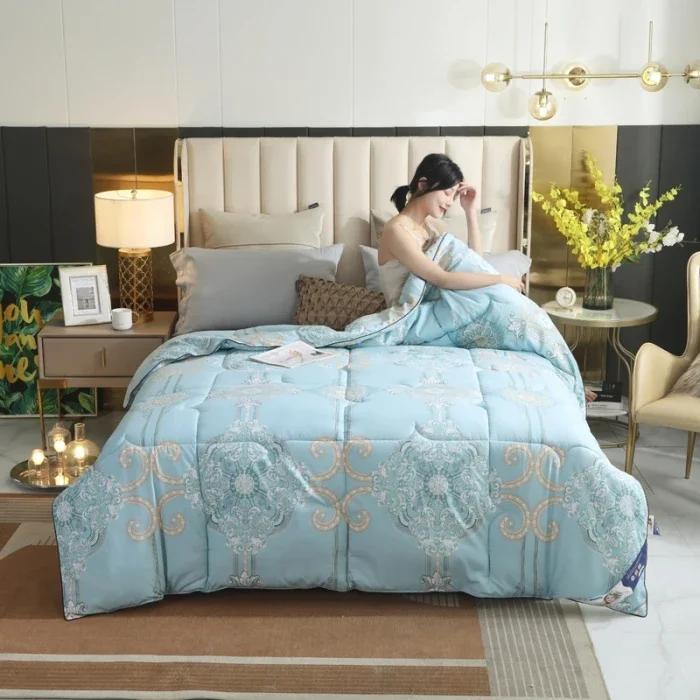 2025 cotton printed silk quilt mulberry silk spring and autumn quilt thickened winter quilt universal in all seasons