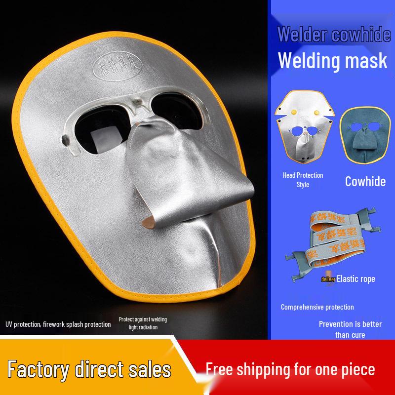 

Маска сварщика из коровьей кожи - Легкая, Дышащая, Защита всего лица Single Light Glasses