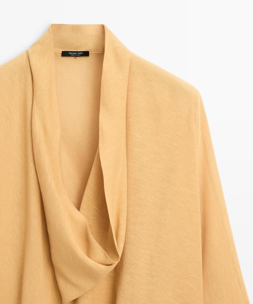 Masimodutti Fluid Drape Neck Blouse