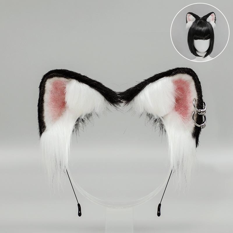 Handmade Simulation Sweet Cool Yk Animal Ears Headband Accessories Internet Celebrity Live Show Props Husky Dog Ears Headgear