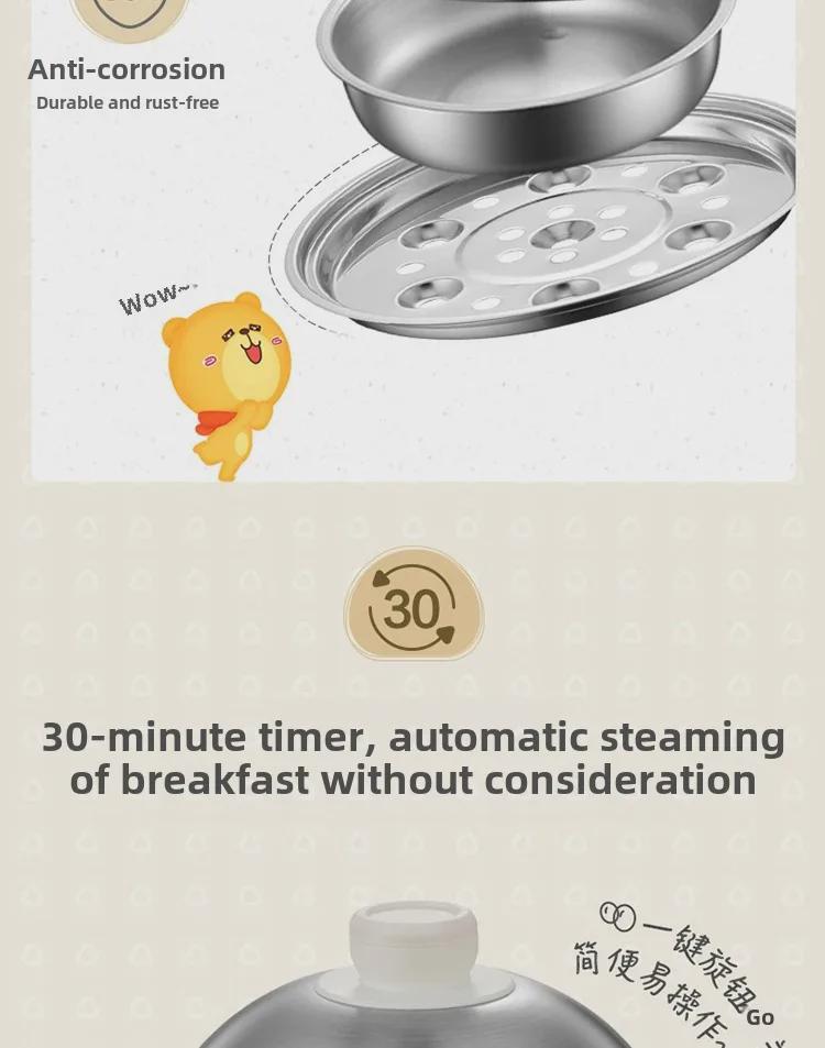 Bear ZDQ-B07C3 Nerezový vařič vajec: Automatické vypnutí, Mini napařovač vajec.