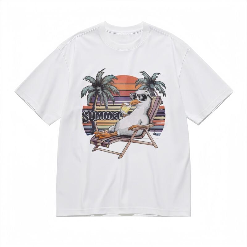 

Women s Trend Breathable Classic T-Shirt Palm Tree Sunset Retro Design Tee M
