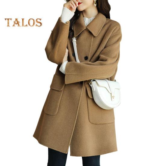 

Женская куртка с отложным воротником, длинными рукавами, двубортная ветровка, свободные карманы, средняя длина, для путешествий и поездок на работу, пальто M хаки