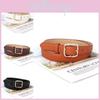 Simple Solid Color Women Belt With Twists Square Button Fashionable Versatile