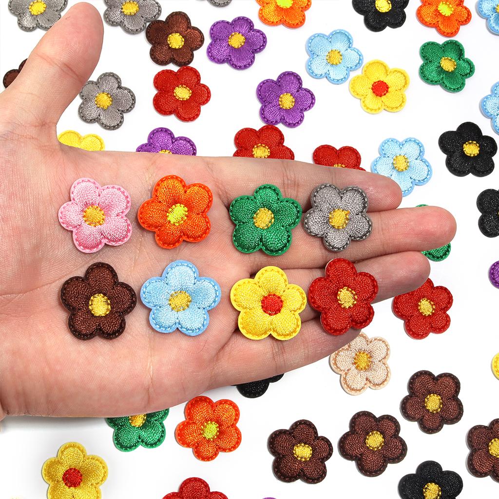 10Pcs Mini Flower Appliques Colorful Embroidery Cloth Patches Sticker DIY Crafts Clothing Headwear Dress Bags Sewing Accessories