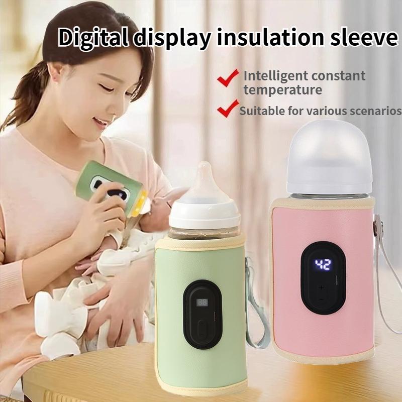 1/2pcsThermostatic bottle insulation cover for outdoor use portable milk heating and warming cover digital display USB universal