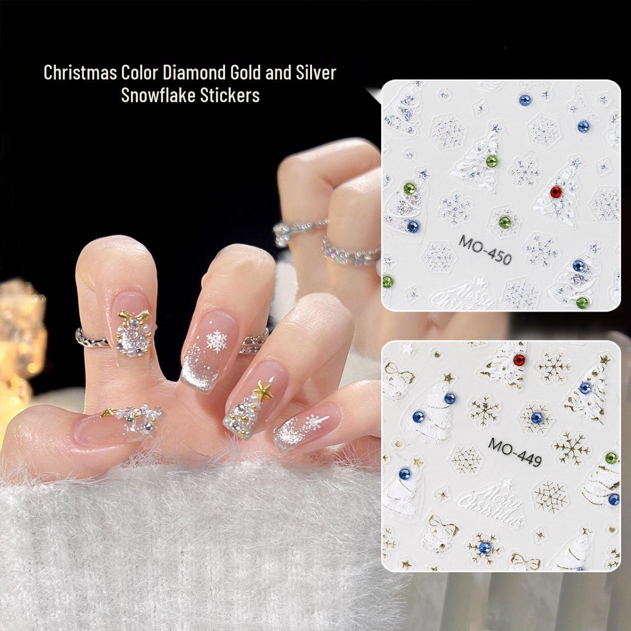 

Christmas Snowflake Series: New Diamond Gold & Silver Nail Stickers