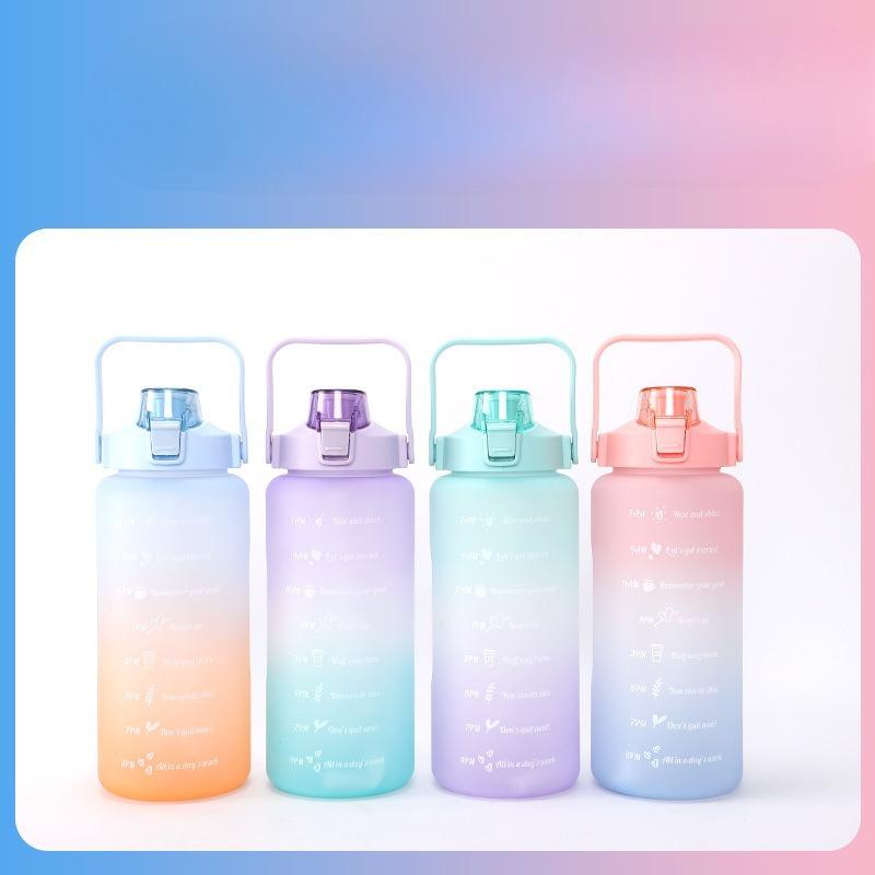 Gradient Color Sports Water Cup, Large-capacity Frosted Space Cup, Portable Outdoor Portable Sports Gradient Water Bottle