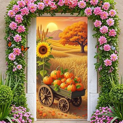 Harvest Scene Pumpkin Decoration Harvest Decoration Thanksgiving Decoration Nature Scene Pumpkin Banner For Seasonal Celebration