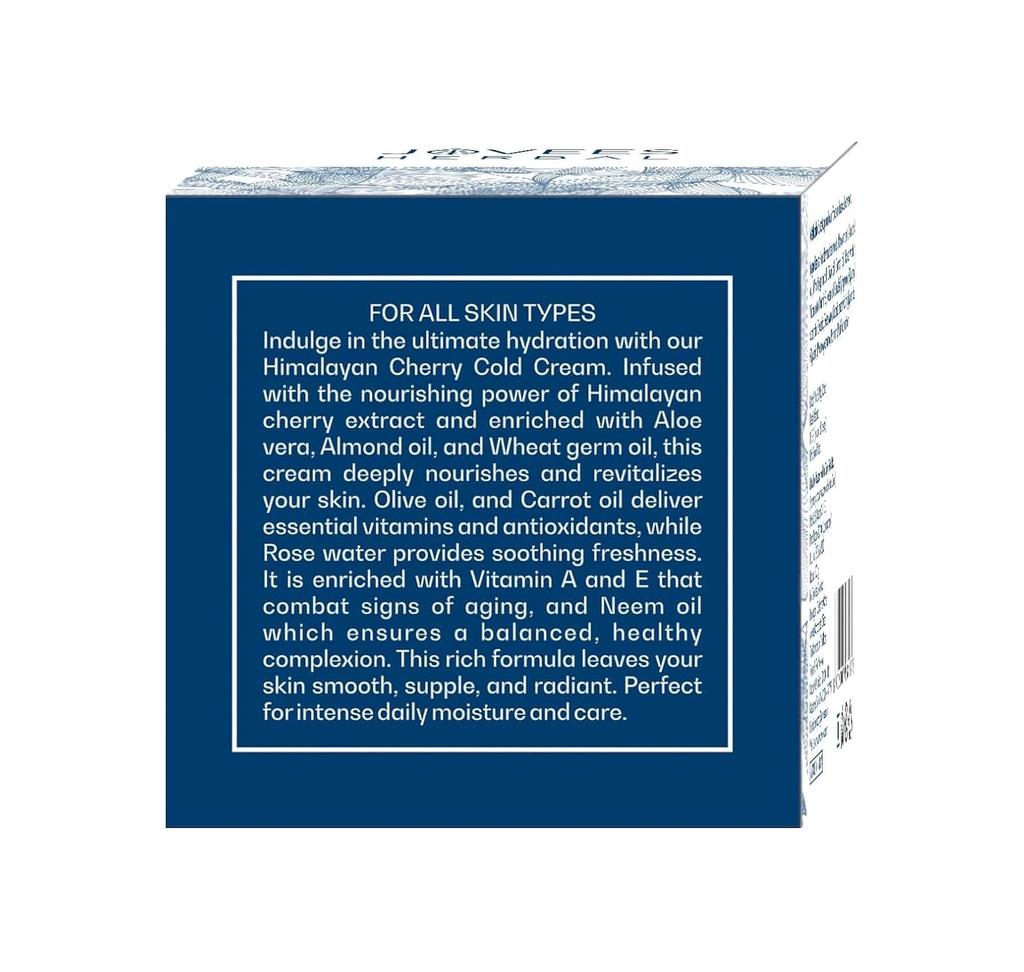 Jovees Herbal Himalayan Cherry Cold Cream 100g For Hydrated Radiant Skin, Daily Lightweight Non-Oily Moisturizer For Soft Glow And Even Skin Tone