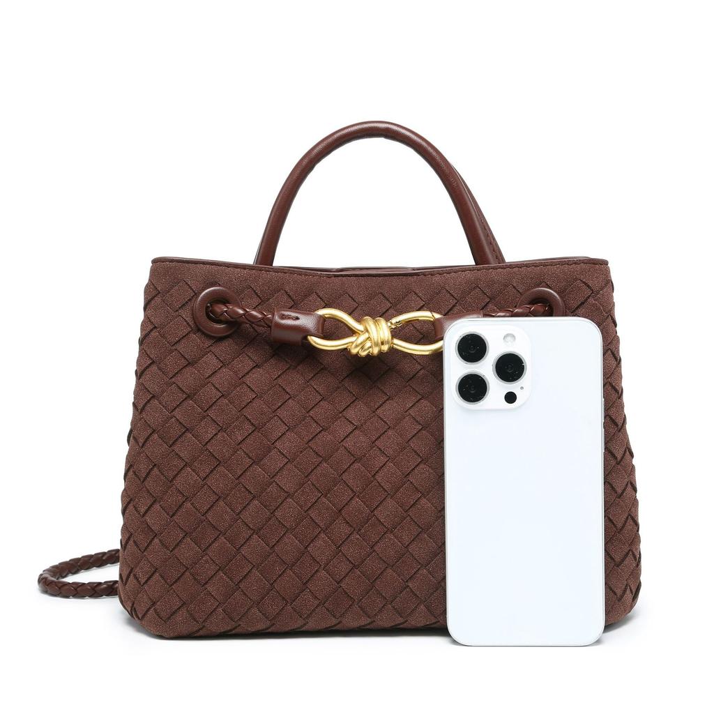 Imitation suede matte woven bag handbag metal butterfly buckle messenger women's bag fashion