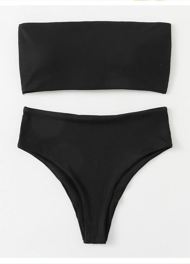 TS JYL-SW114 Bandeau Back Tie Bikini, High-Waist Triangle Swimwear For Beach S