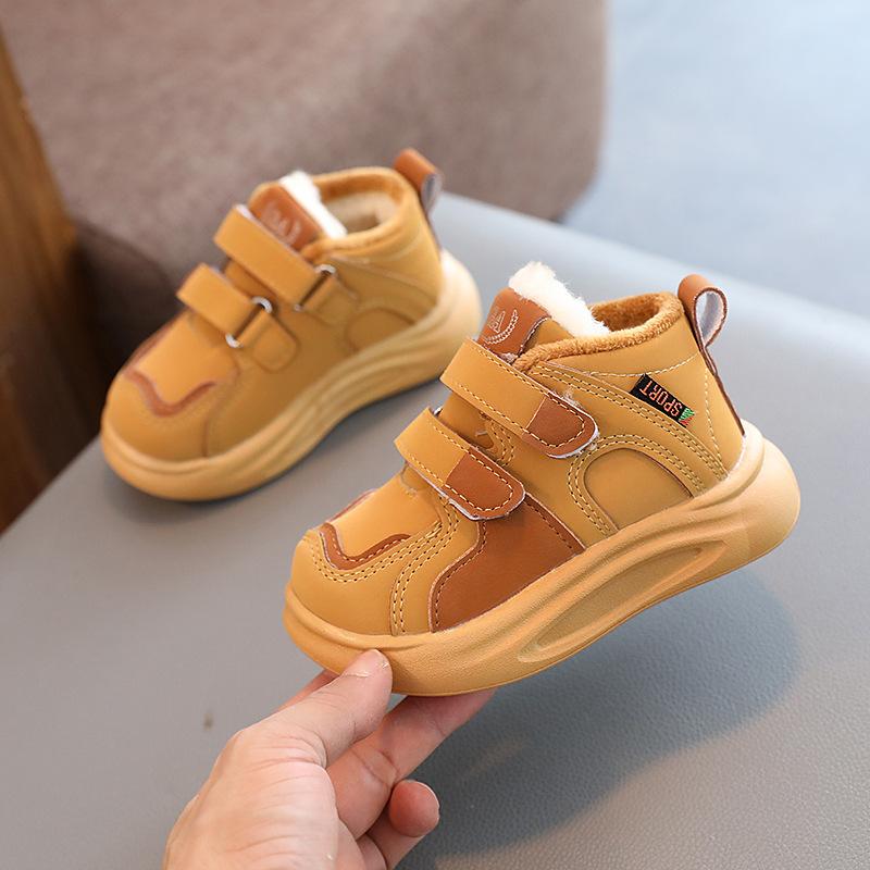 Velvet Children's Sneakers Winter Beige Girls' Soft-soled Baby Tennis Shoes Kids Brown Boys' Casual Shoes