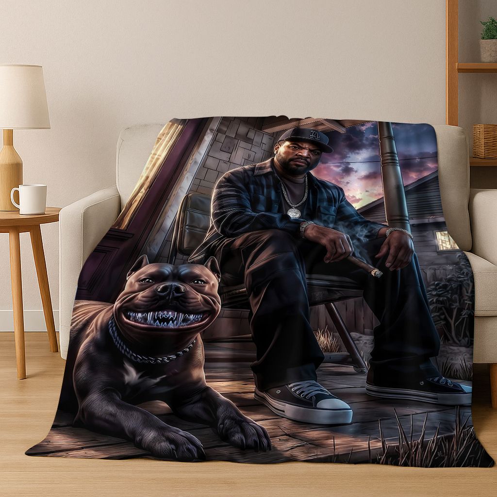 3D Top Rapper Legend Star Art Cartoon Hip Hop Flannel Blanket,Cozy Soft Throw Blanket for Home Bedroom Bed Sofa Cover Gift
