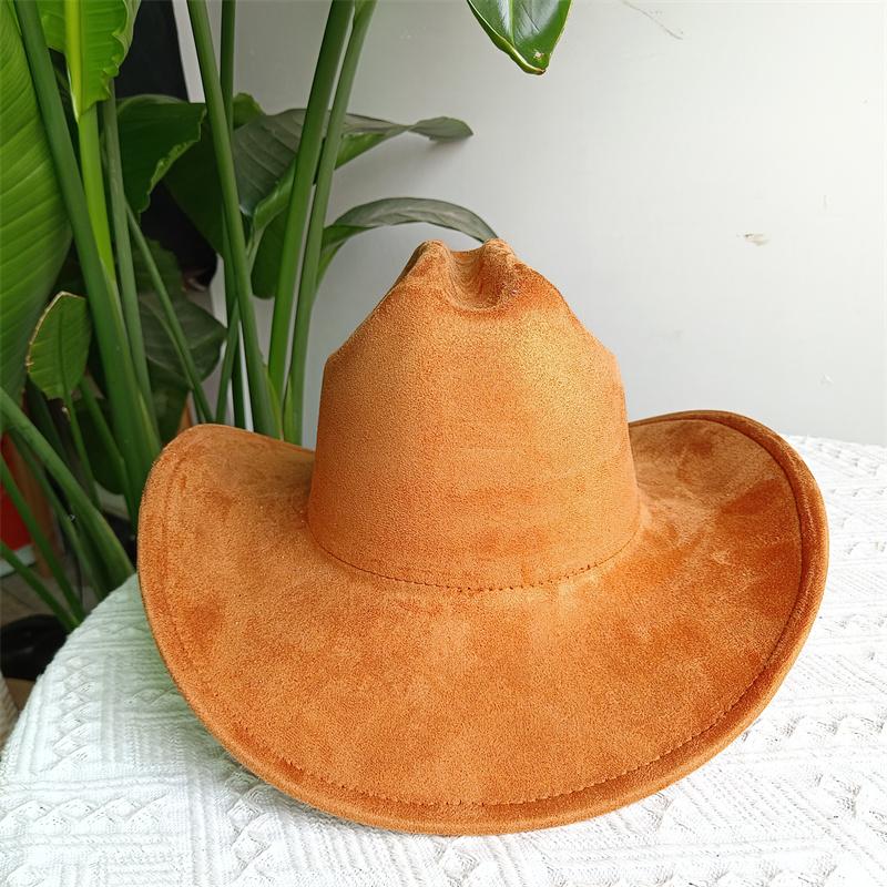 Suede Purple Cowhead Cowboy Hat New Large Size Cowboy Hat Suede Material Water Drop Top Men's and Women's Knight Hat 2023